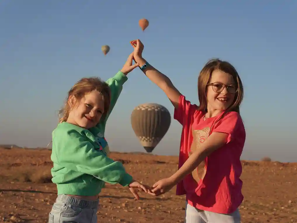 Hot air ballooning in Marrakech with kids at sunrise