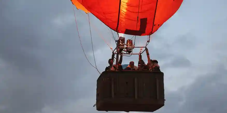 Hot air ballooning in Marrakech Morocco at sunrise